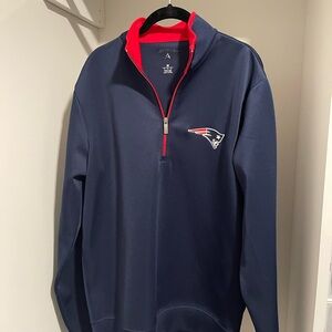 Men’s Antigua NFL Patriots Quarter Zip Sweater Navy Medium
